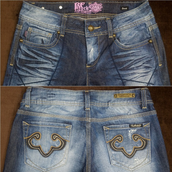 Express Denim - ReRock Express🔹Indigo Blue🔹BOOT 8/29 NWOT Lk NEW